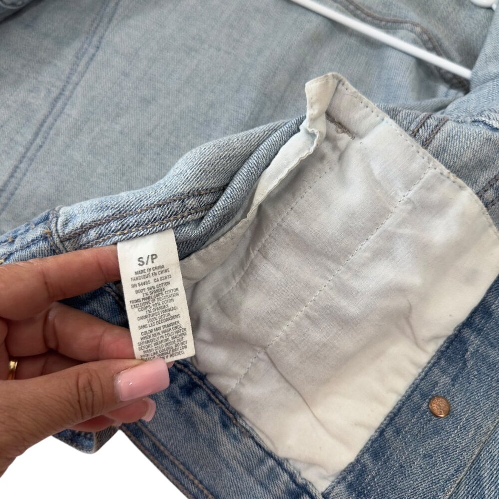 American Eagle Womens S/P Retro Cropped Denim Jacket Aztec Red Back Panel Casual - Picture 4 of 15